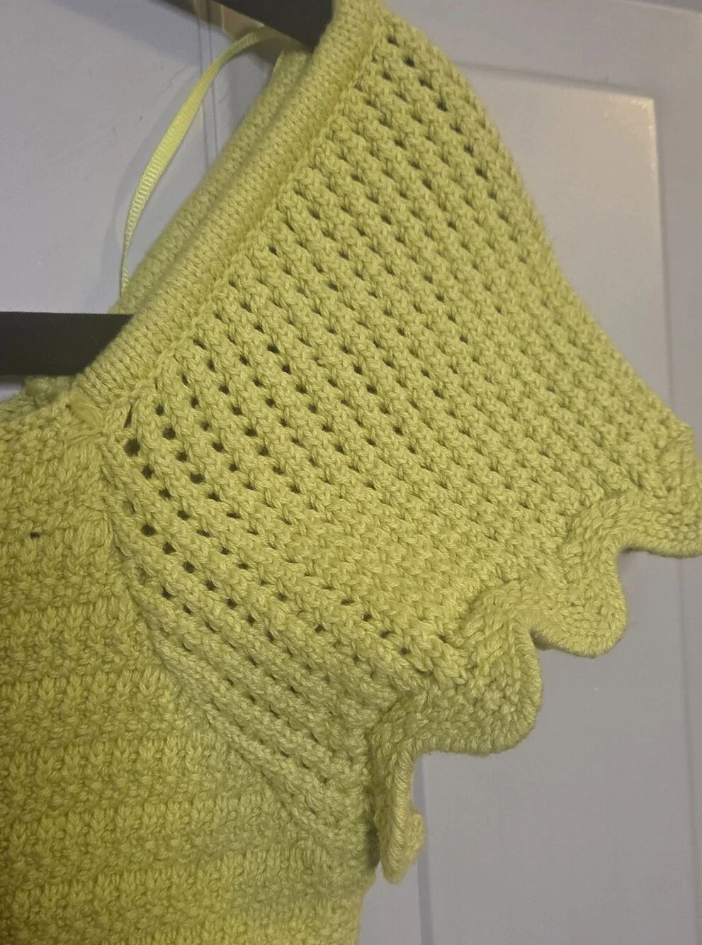 Zara - Lemon-lime Crochet Button-Front Crop Top